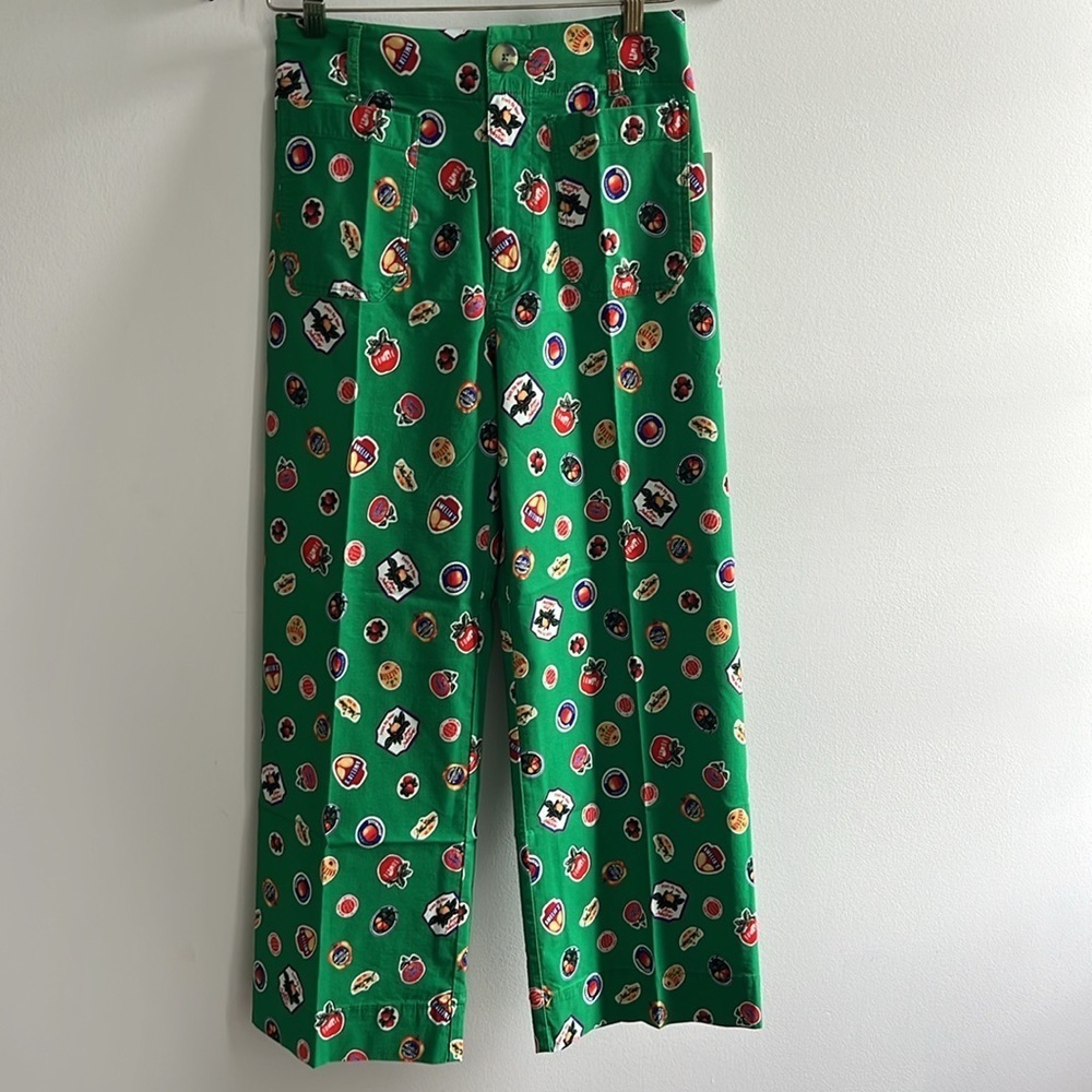 Anthropologie Colette Cropped Wide Leg Printed Pants Magic Fabric Ed Sz 27 NWT - Picture 6 of 15